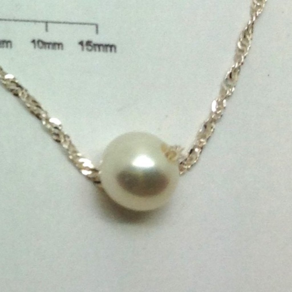 White Freshwater Pearl With Sterling Silver Chain 18$